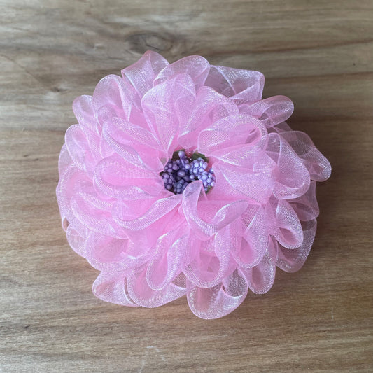 Light pink hair tie with purple decorative middle (IRFI 6)