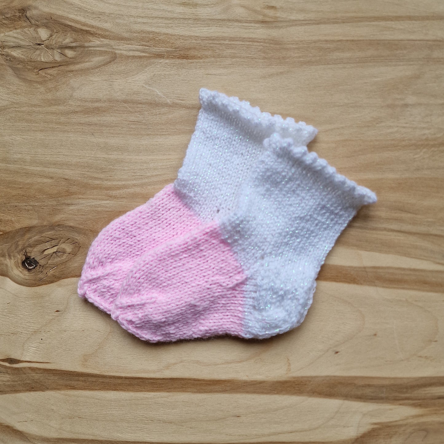 Rozā/baltas vilnas zeķes bērniem/zīdaiņiem 6.-12.mēn. (VEZI 1) - www.tiptip.lv 