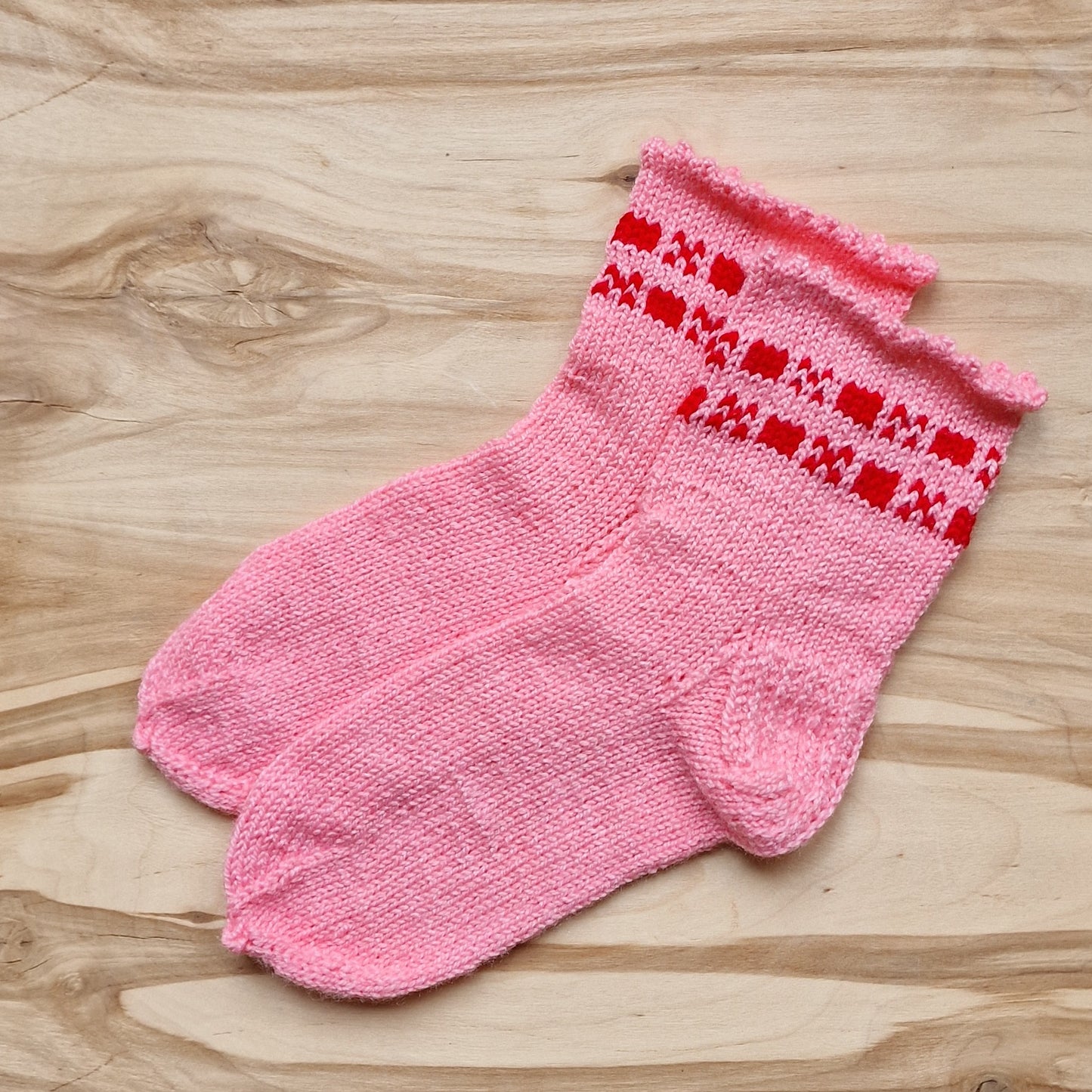 Rozā vilnas zeķes bērniem 33.-35.izm. (VEZI 18) - www.tiptip.lv 