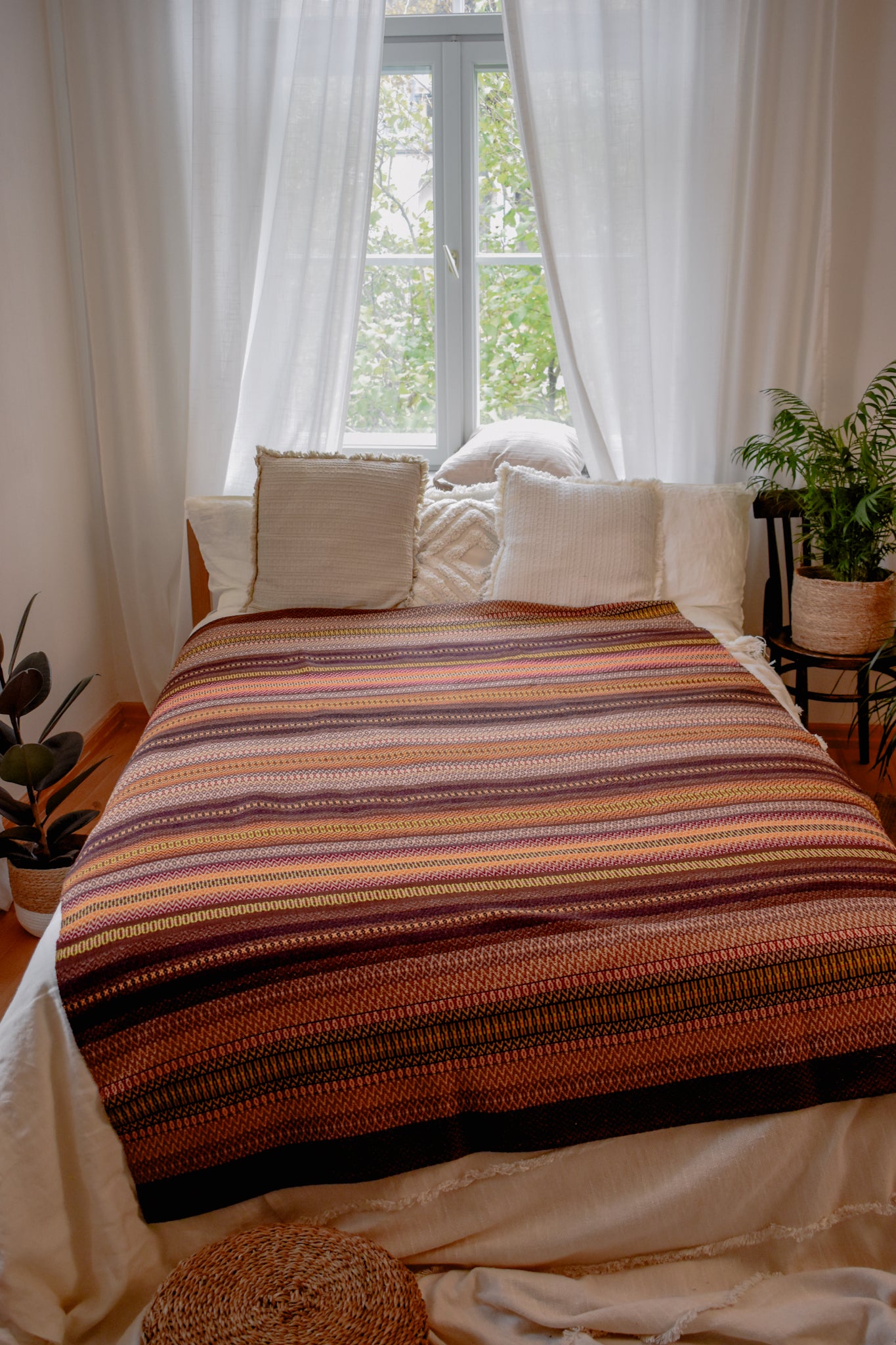 Woven wool blanket / bedspread in autumn colors (DZTO 28)