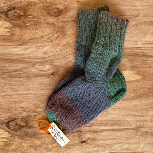 Gradient dark blue green wool socks size 35.-37. (IVZE 1)