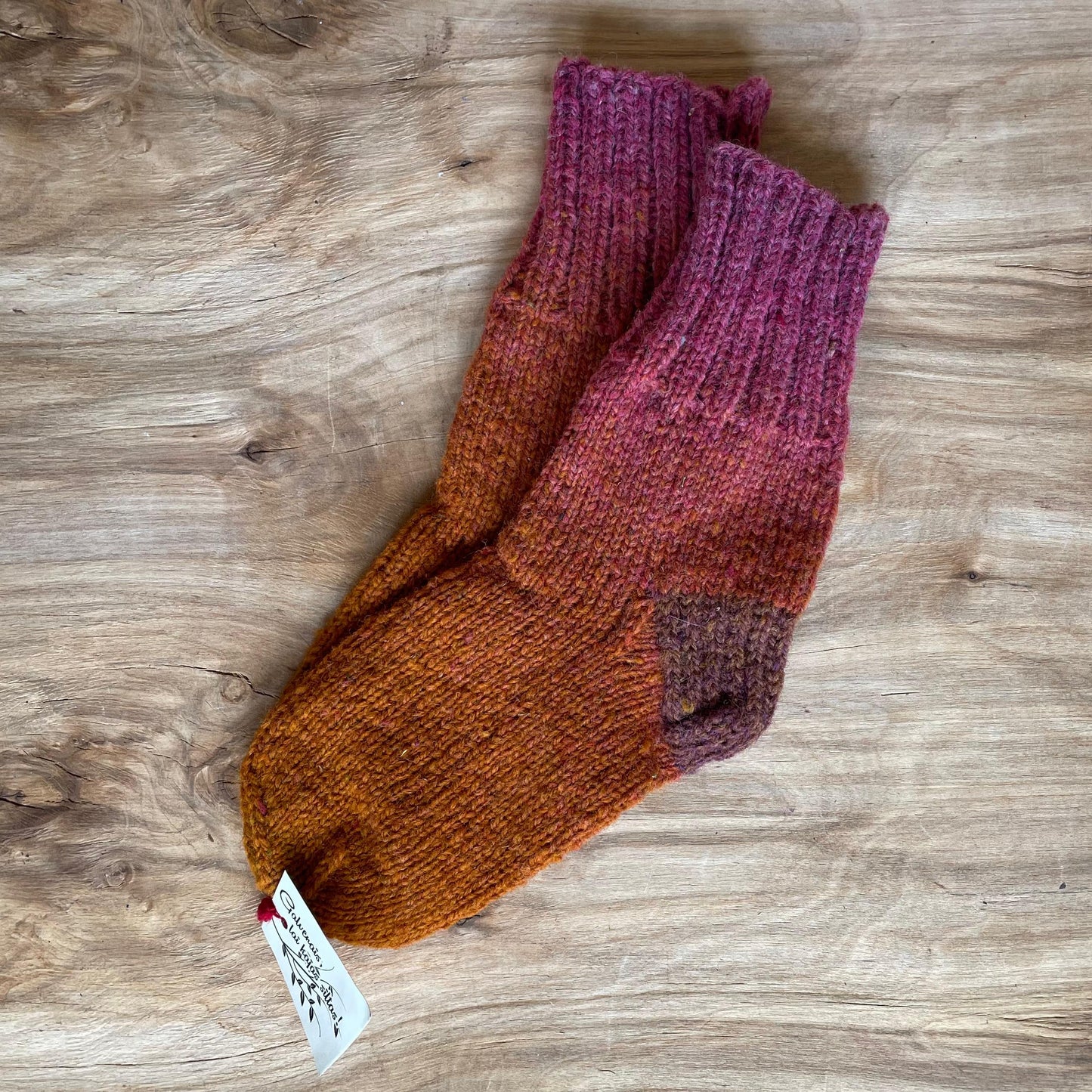 Gradient russet and purple wool socks size 38.-39. (IVZE 6)