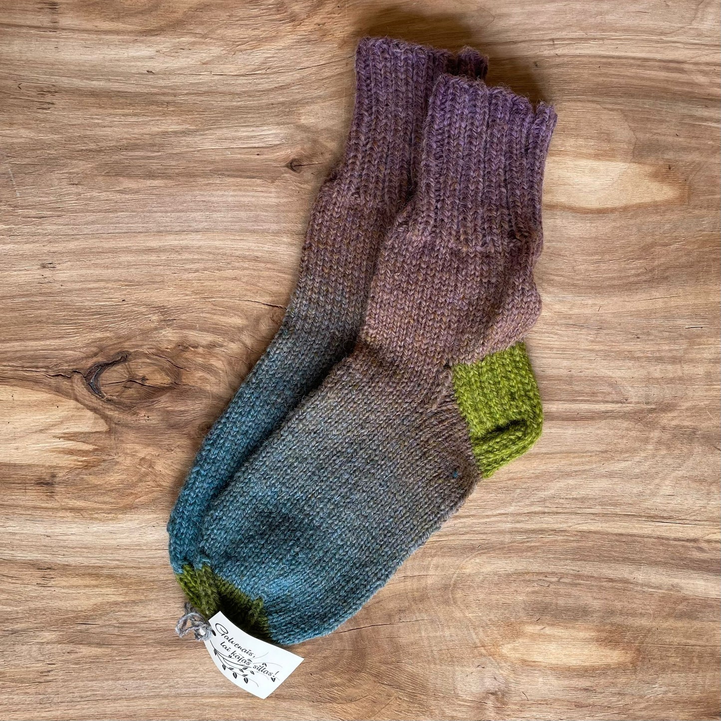 Gradient purple and blue wool socks size 40.-41. (IVZE 9)