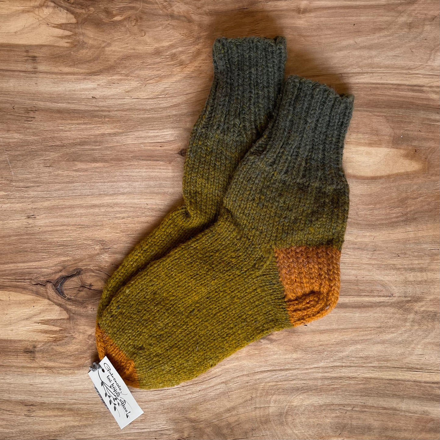 Gradient green yellow wool socks size 40.-41. (IVZE 12)