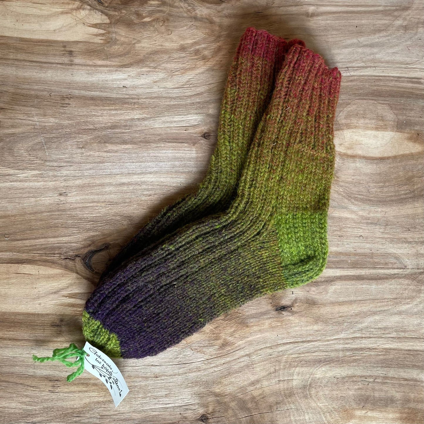 Gradient purple green wool socks size 42.-43. (IVZE 14)