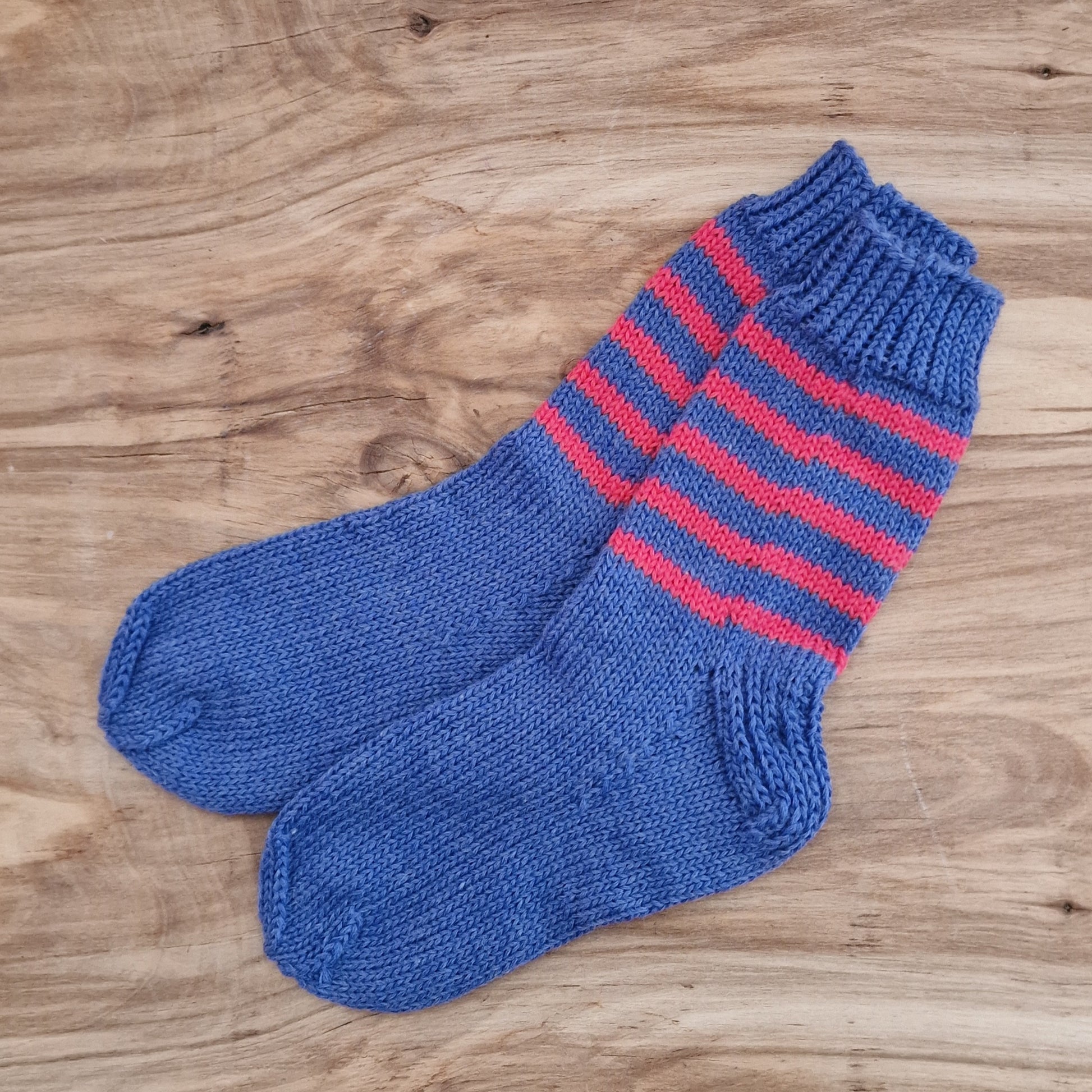 Zilivioletas vilnas zeķes ar rozā svītrām 33.-35.izm. (VEPA 119) - www.tiptip.lv 