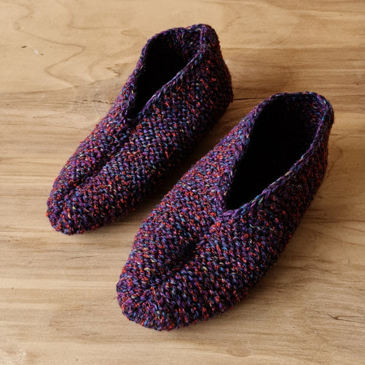 Pink Purple Knitted House Slippers (Size 34)