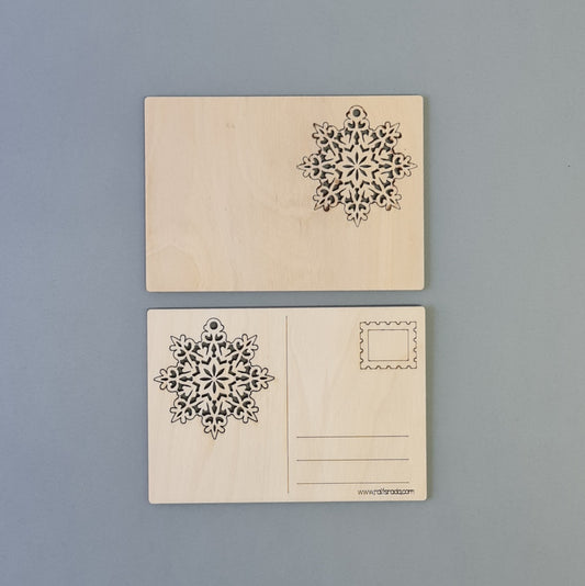 Plywood postcard with a milled snowflake (which can be removed and used as a decoration) (RAJO)