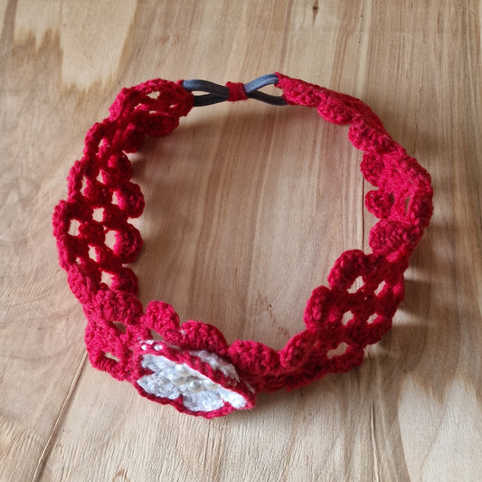 Red crochet hair band for girl (SPKA 38)