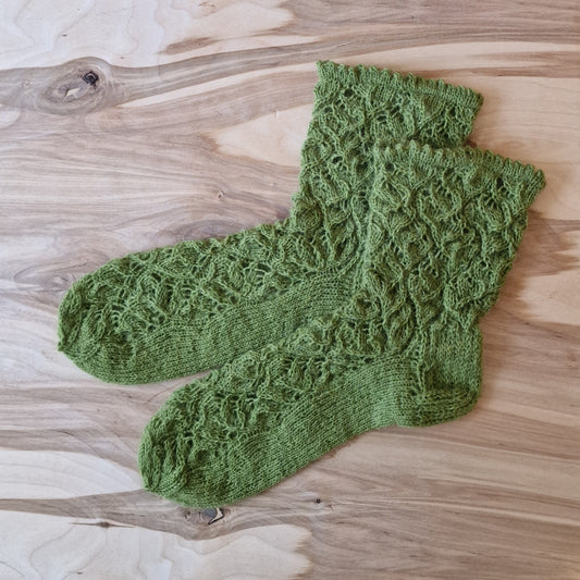 Green lace knit wool socks 36-38. size (SITE 5)