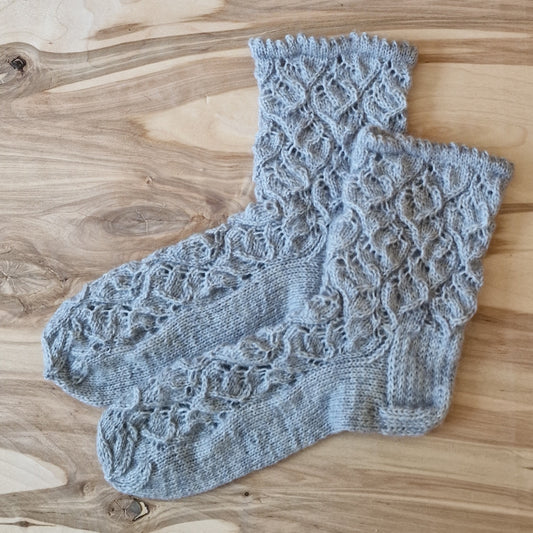 Gray lace knit woolen socks 36-38. size (SITE 12)