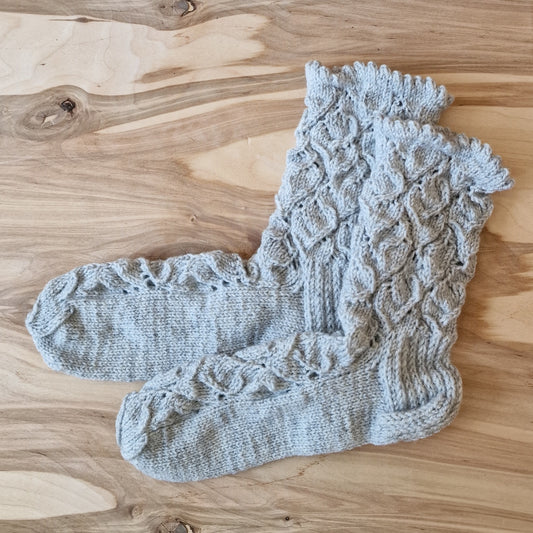 Light gray lace knit warm socks 36-38. size (SITE 14)