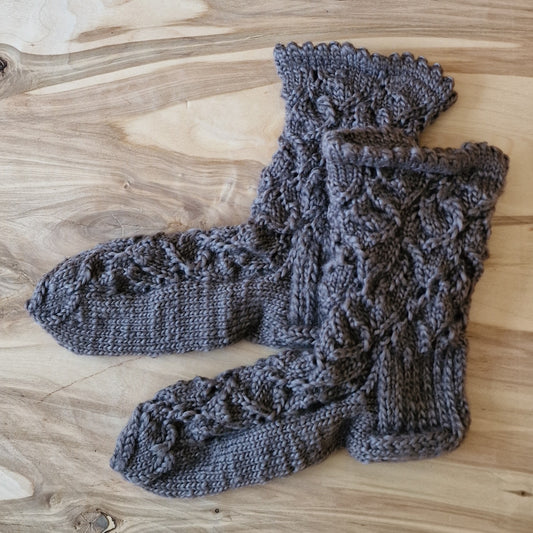 Brown lace knit warm socks 34-36. size (SITE 17)