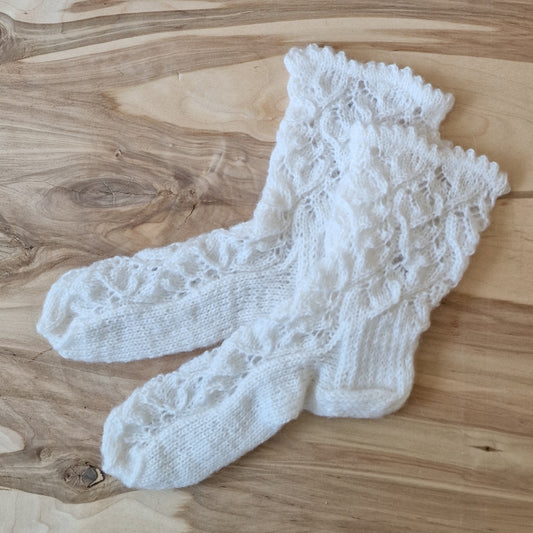 White lace knit warm socks 33-35 size (SITE 23)