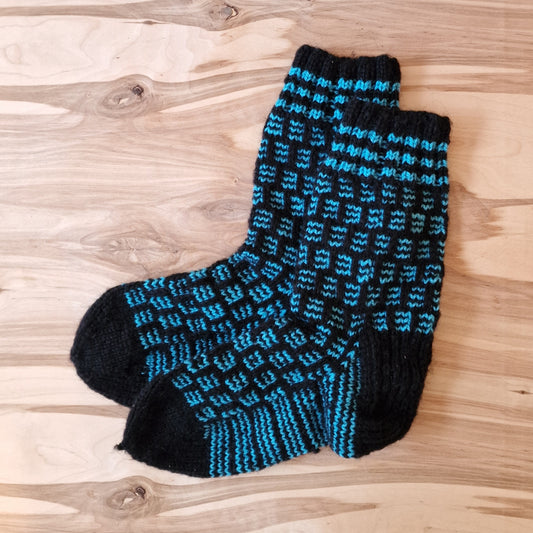 Black blue-green woolen socks size 42-44. (RANI 53)