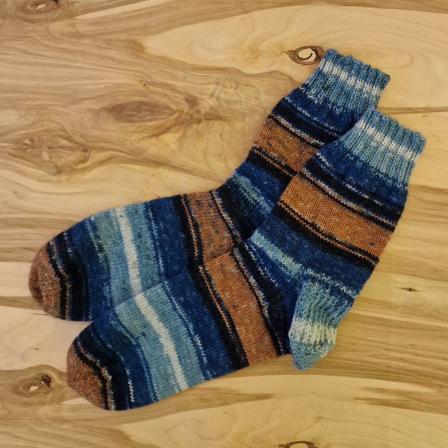 Striped wool socks 44-46. size brown/blue (DAZÉ 14)