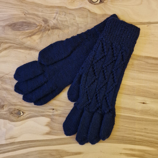Hand-knitted dark blue mittens (INKU 15)