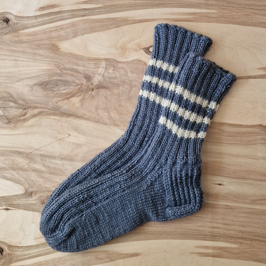 Woolen socks size 38-40. gray with white stripes (MASTER 15)