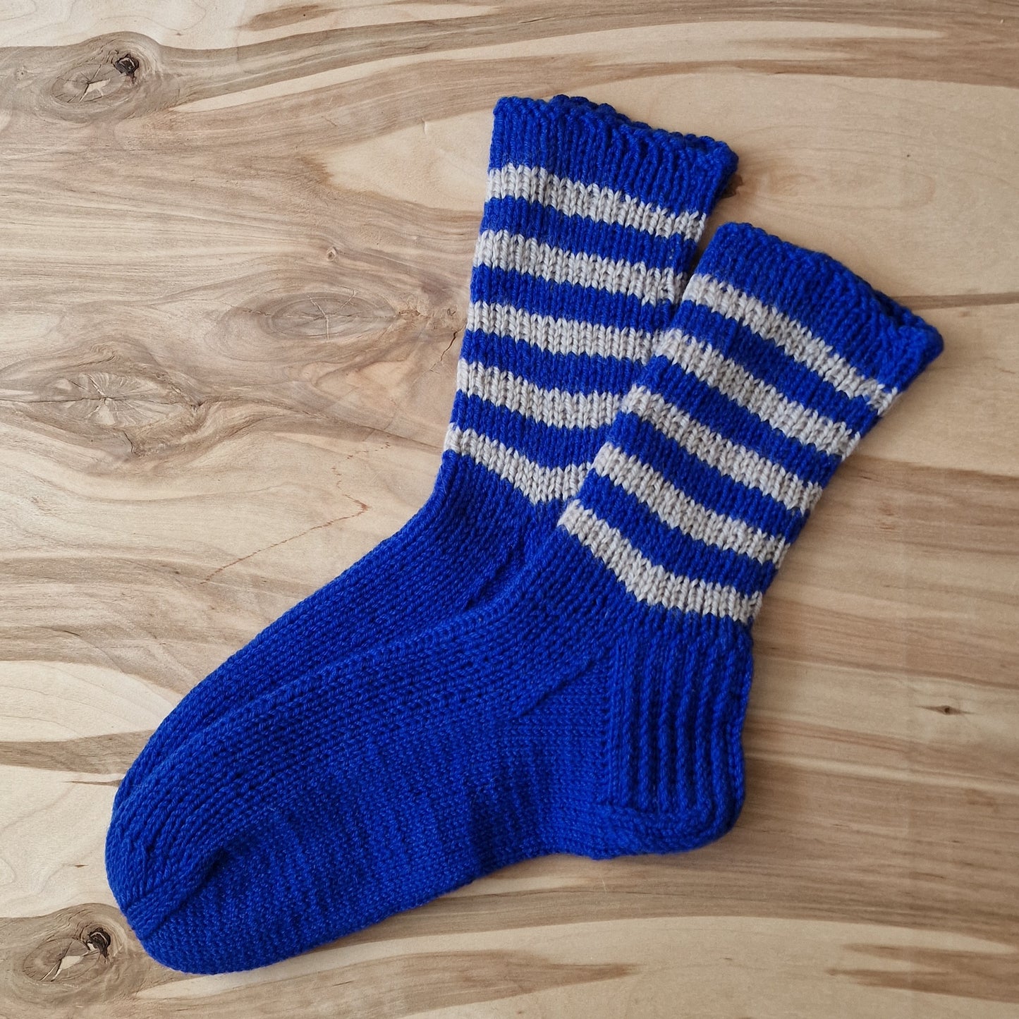 Woolen socks size 39-41. blue with gray stripes (MASTER 16)