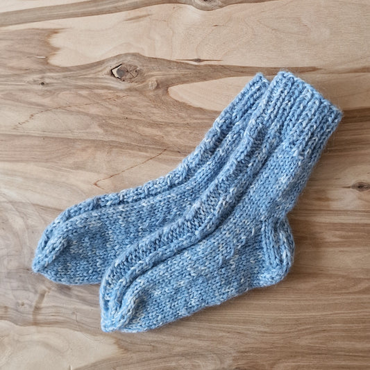 Teenage woolen socks size 28-30. light blue and white (VEPA 64)