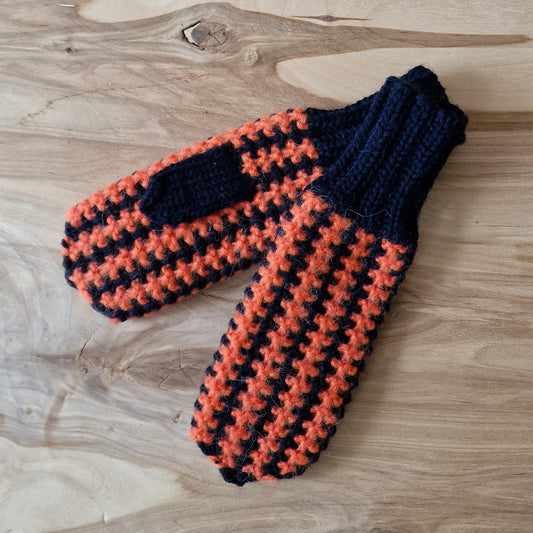 Orange / dark blue children's (4-6 years) mittens (VEPA 72)