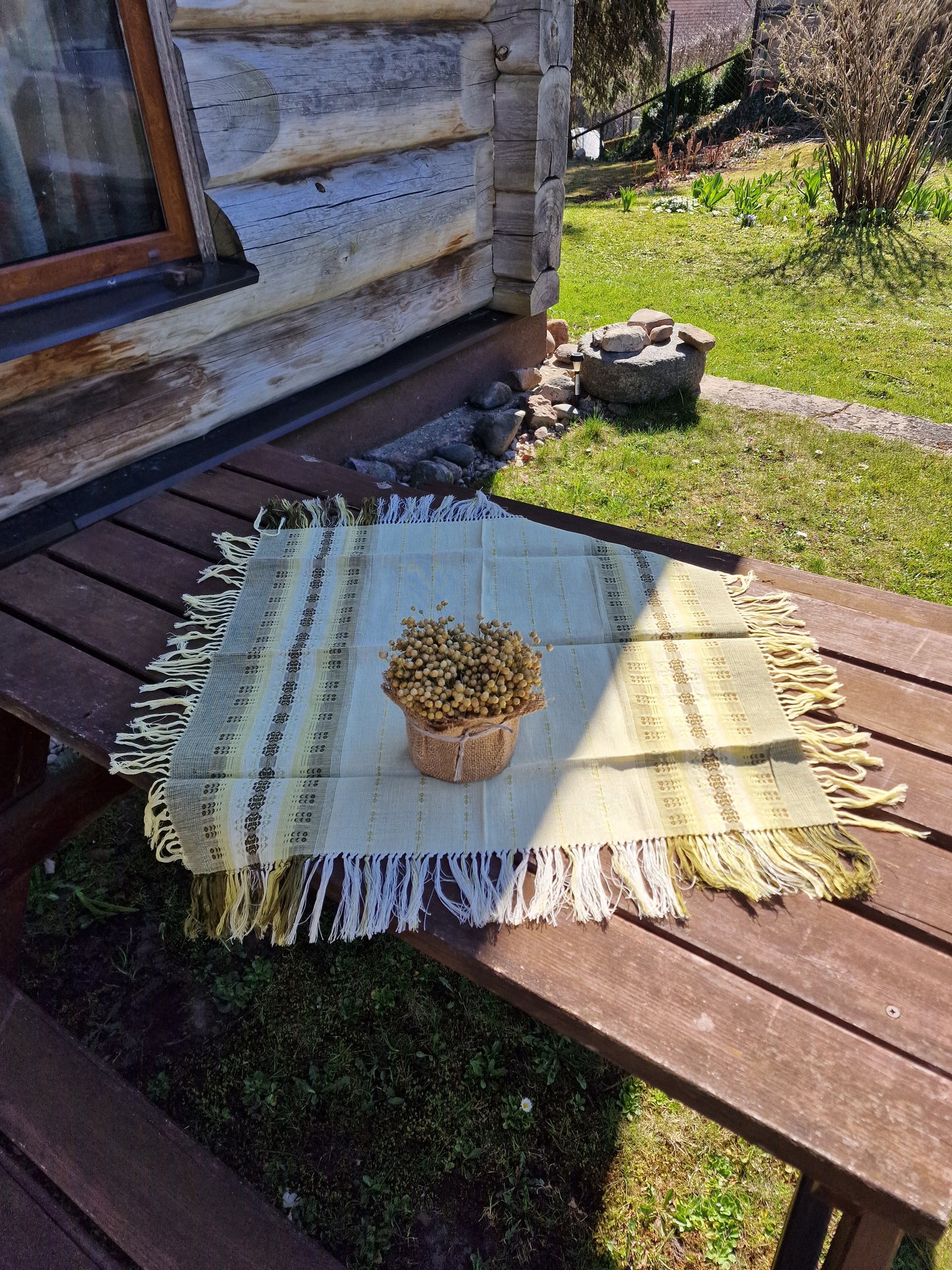 Zemes toņu lina galdauts 70 x 68 cm (DZPĒ 14) - www.tiptip.lv 