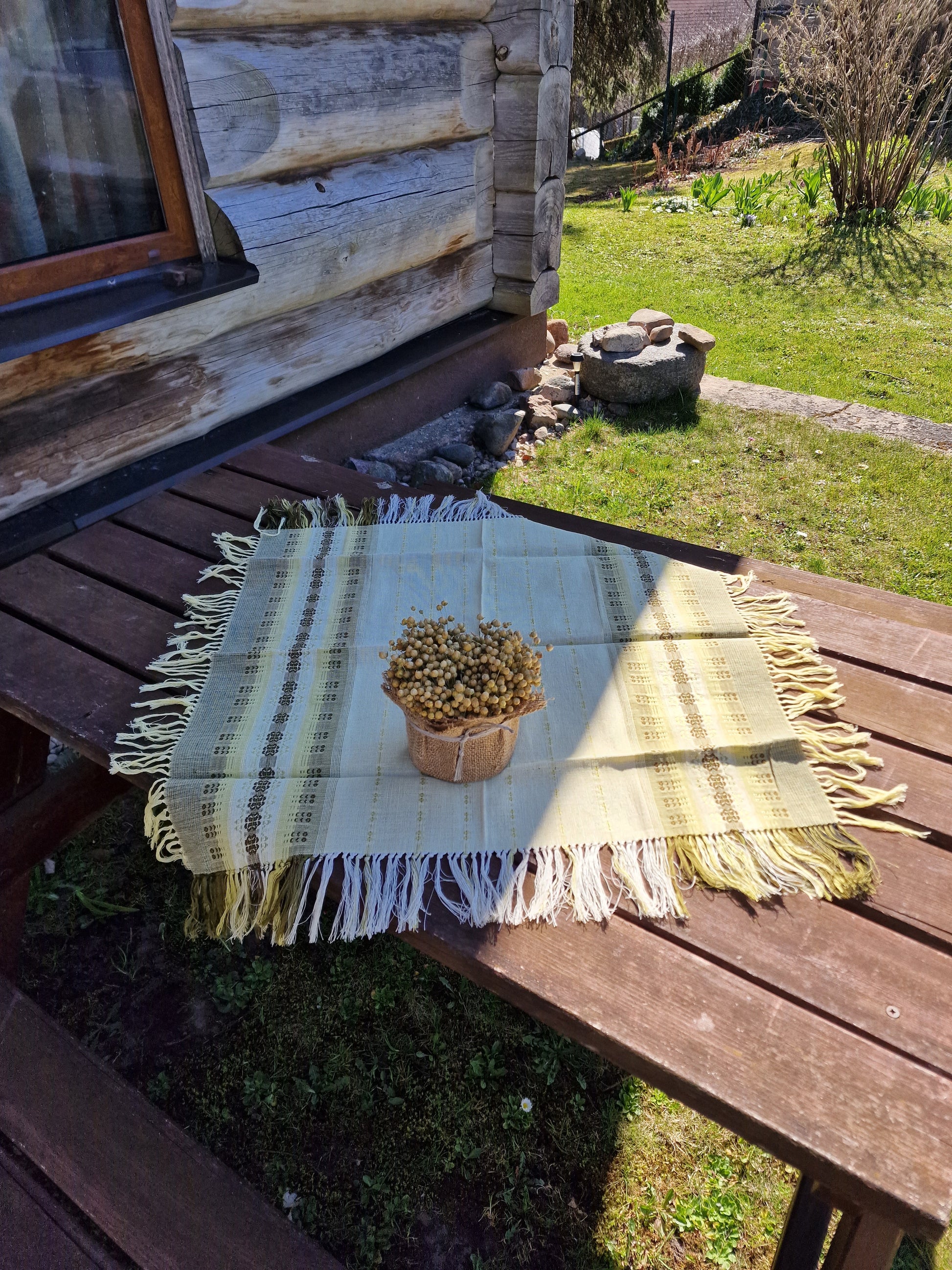 Zemes toņu lina galdauts 70 x 68 cm (DZPĒ 14) - www.tiptip.lv 